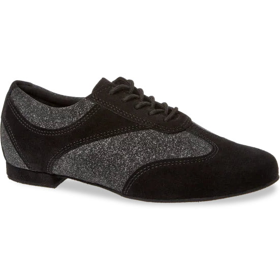 Laad het plaatje in de Viewer, 183-005-547 Trainers Zwart Suède / Zwart Zilver Glitter Leer 1.2 cm