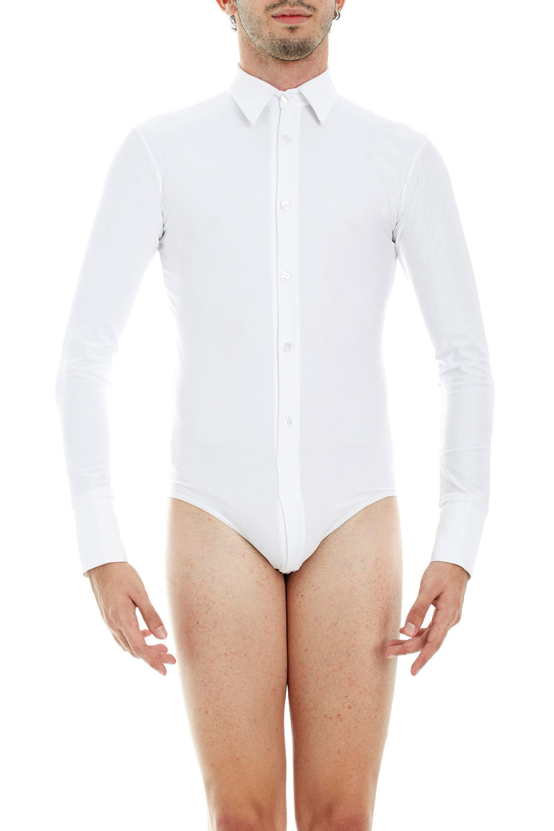 Laad het plaatje in de Viewer, 31077 Heren Body Blouse Latin/Ballroom Wit