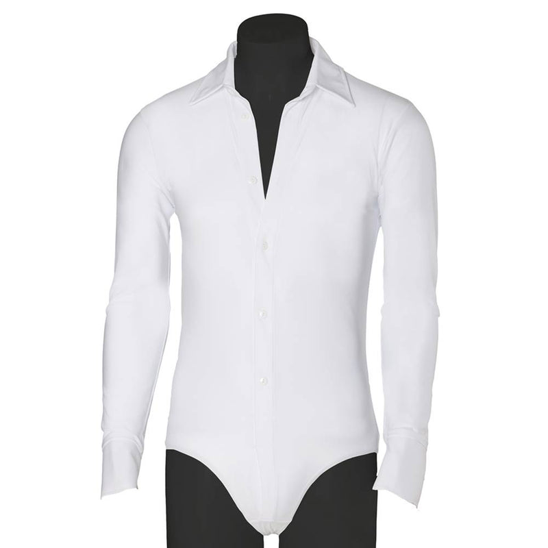 Laad het plaatje in de Viewer, 31077 Heren Body Blouse Latin/Ballroom Wit