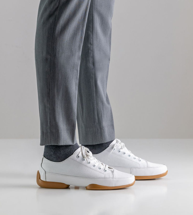 Laad het plaatje in de Viewer, Danssneakers 4040 Heren Pureflex Wit Leer / Canvas