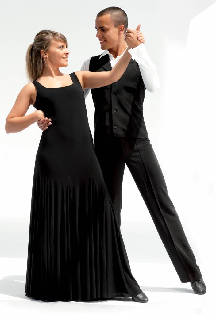 Laad het plaatje in de Viewer, 5111 Heren Latin/Ballroom Broek met Riemlussen Zwart