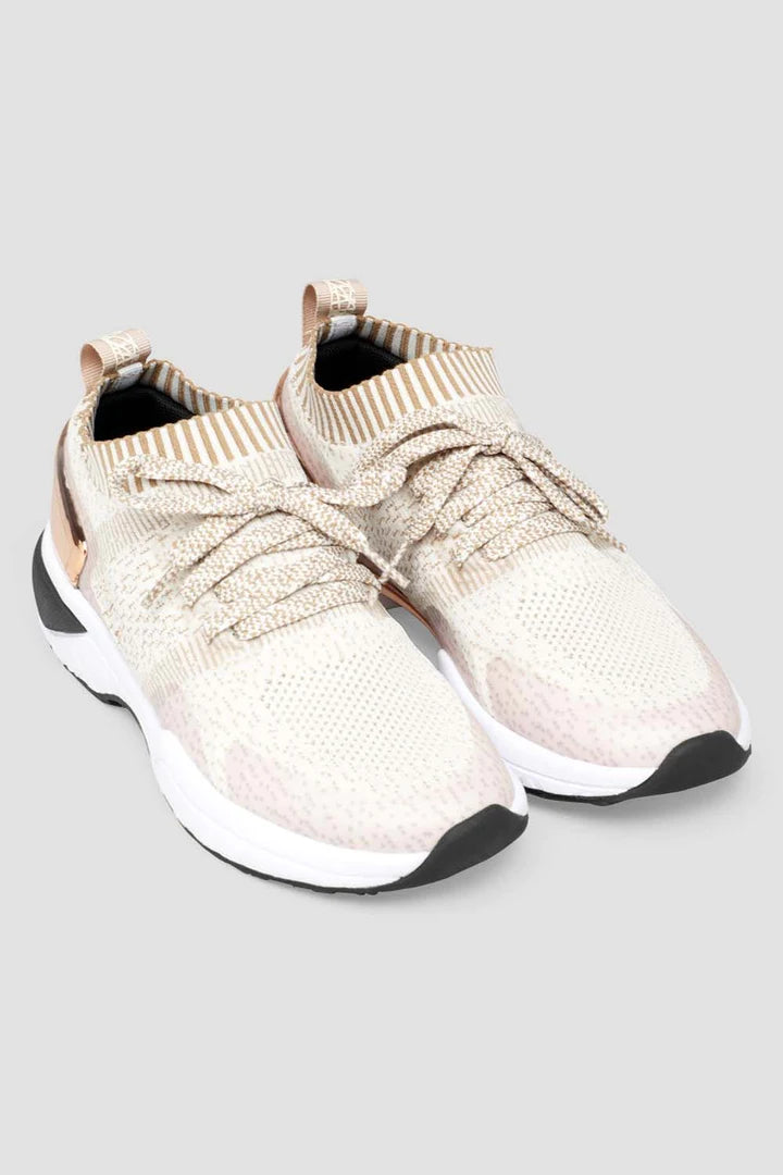 Laad het plaatje in de Viewer, S0929L Alcyone Lage Sneakers Beige/Wit/Rose Goud Knit