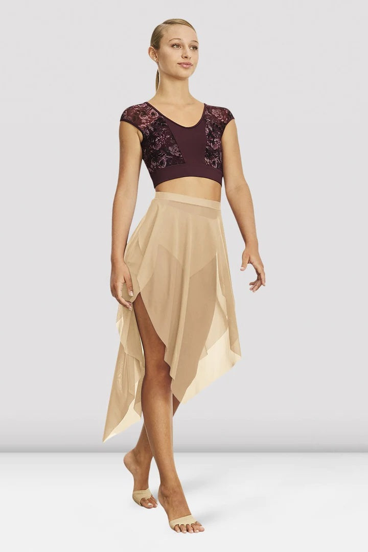 Laad het plaatje in de Viewer, R3541 Mireya Voile Rok Lang met Split Beige (SND)