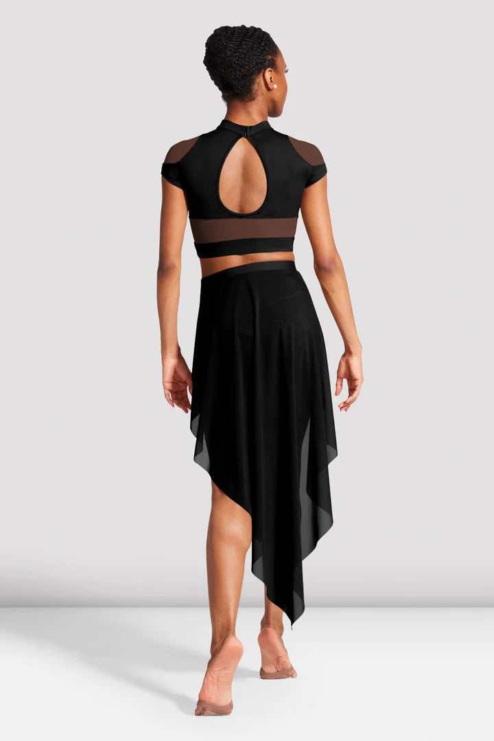 Laad het plaatje in de Viewer, R3541 Mireya Voile Rok Lang met Split Zwart