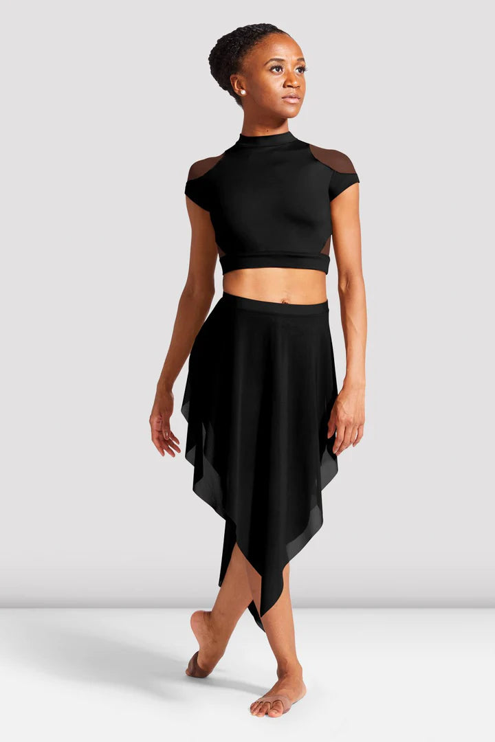 Laad het plaatje in de Viewer, R3541 Mireya Voile Rok Lang met Split Zwart