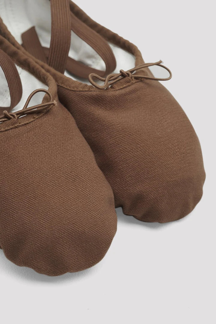 Laad het plaatje in de Viewer, S0277L Pump Canvas Gespleten Zool Balletschoen Bruin (Cocoa)