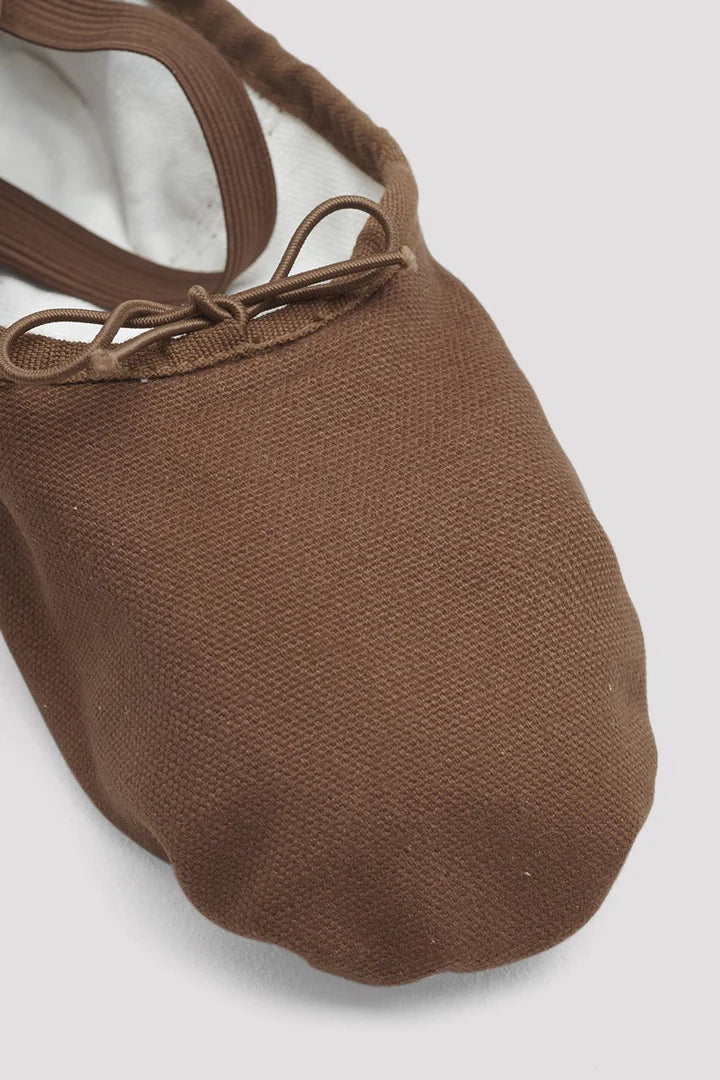 Laad het plaatje in de Viewer, S0277L Pump Canvas Gespleten Zool Balletschoen Bruin (Cocoa)