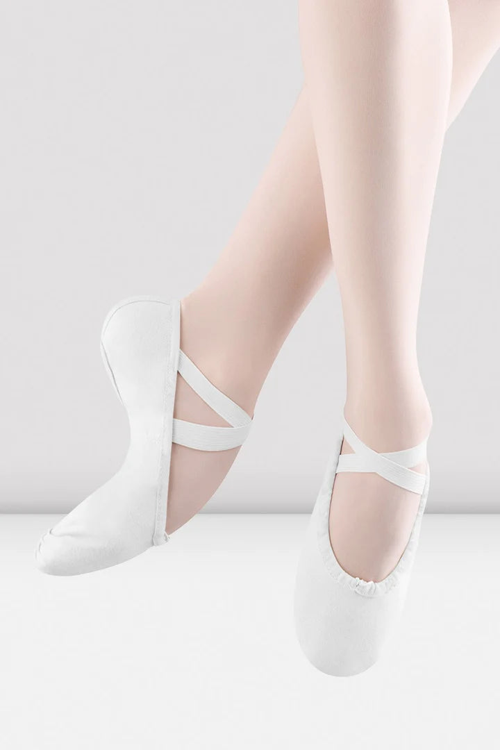 Laad het plaatje in de Viewer, S0277L Pump Canvas Gespleten Zool Balletschoen Wit (White)
