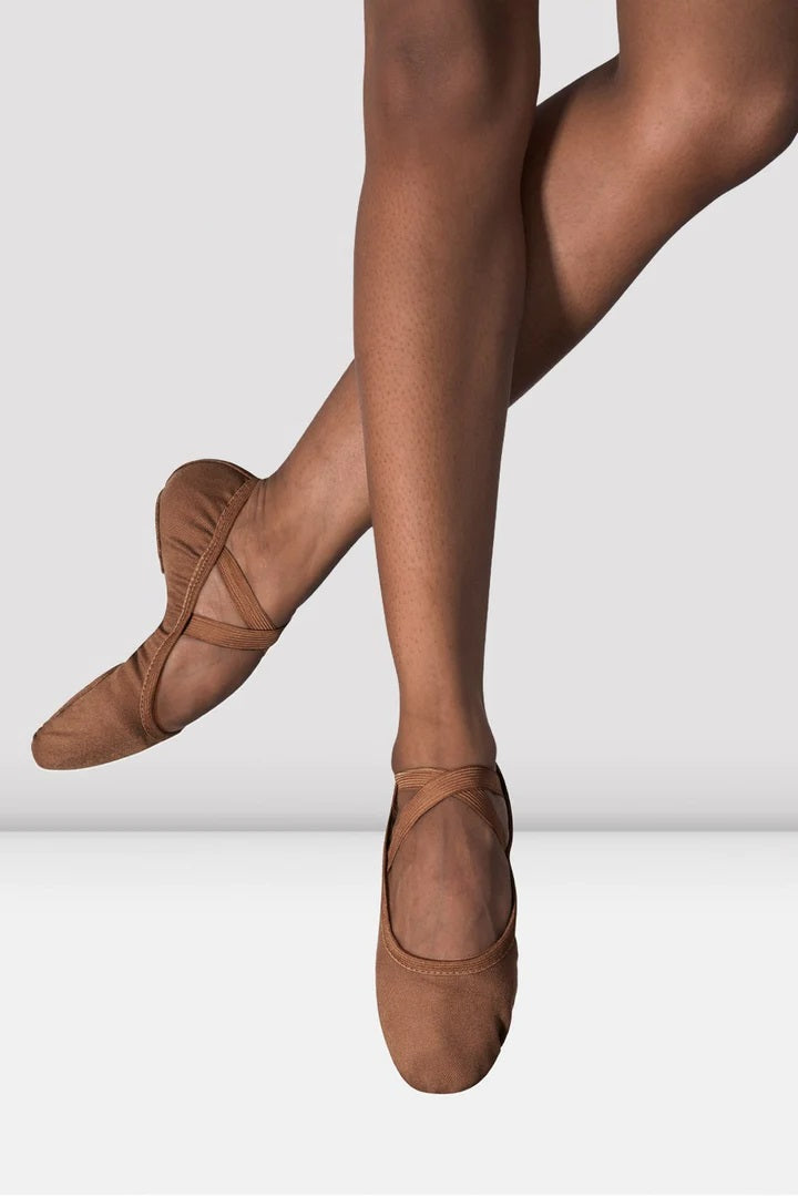 Laad het plaatje in de Viewer, S0284M Performa Stretch Canvas Balletschoen Bruin (Cocoa)
