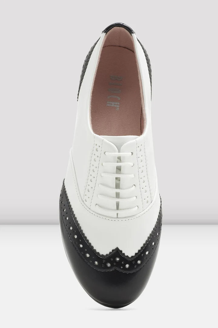 Laad het plaatje in de Viewer, S0341L Charleston Tapschoenen Wit / Zwart Kunstleer