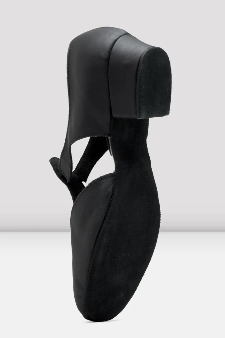 Laad het plaatje in de Viewer, S0407L Grecian Sandal T-strap Docenten Dansschoenen Zwart Leer 2.5 cm