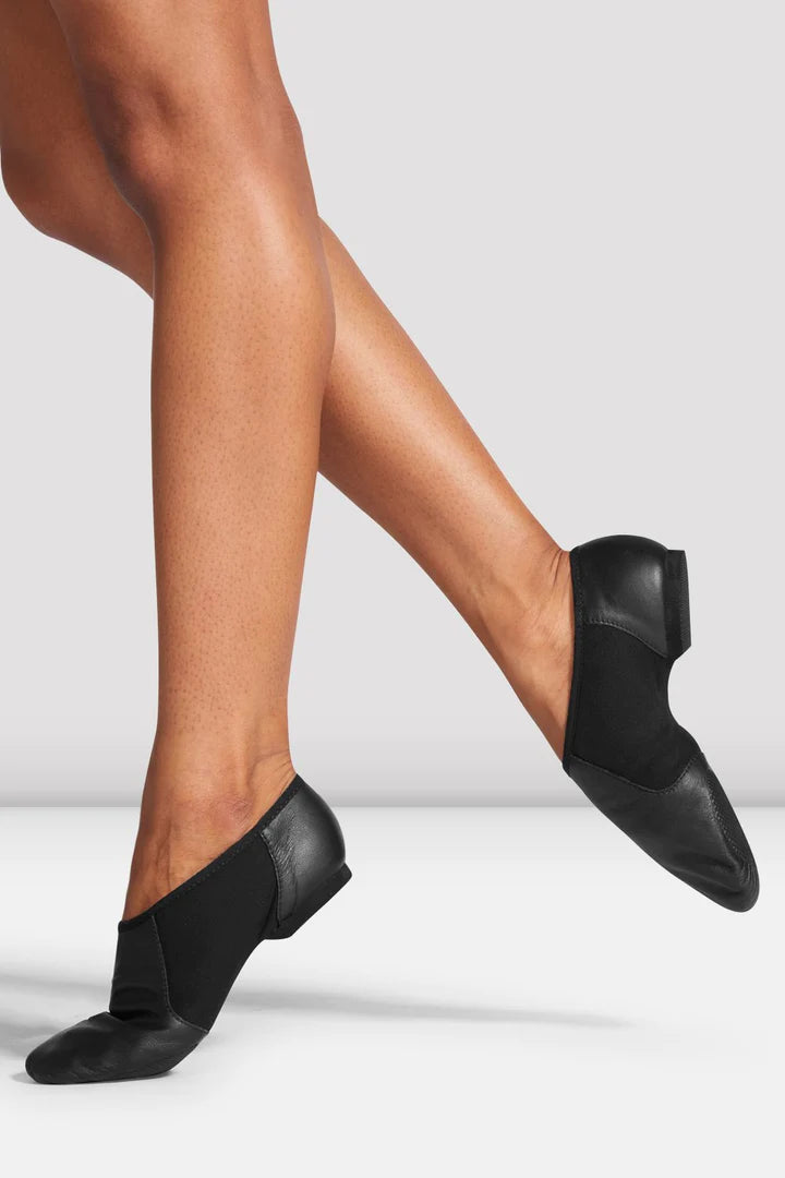 Laad het plaatje in de Viewer, S0495L Neo Flex Slip On Jazzschoenen Zwart Leer/Neopreen