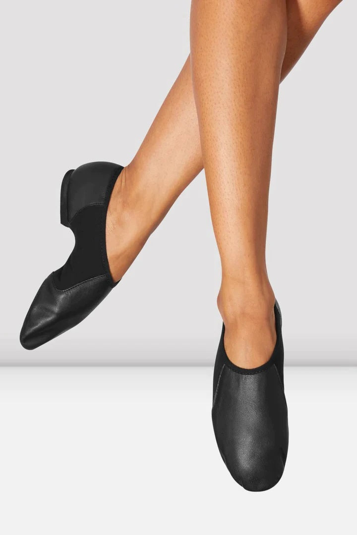 Laad het plaatje in de Viewer, S0495L Neo Flex Slip On Jazzschoenen Zwart Leer/Neopreen