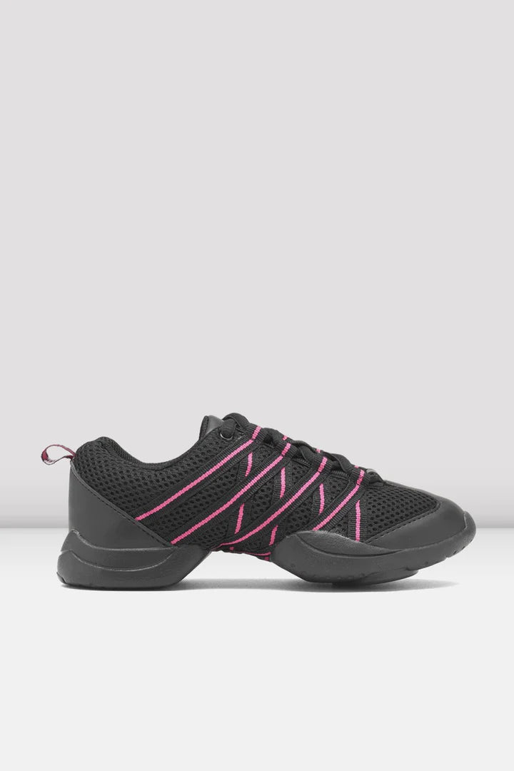 Laad het plaatje in de Viewer, S0524L Criss Cross Danssneakers Zwart/Roze Kunstleer/Mesh