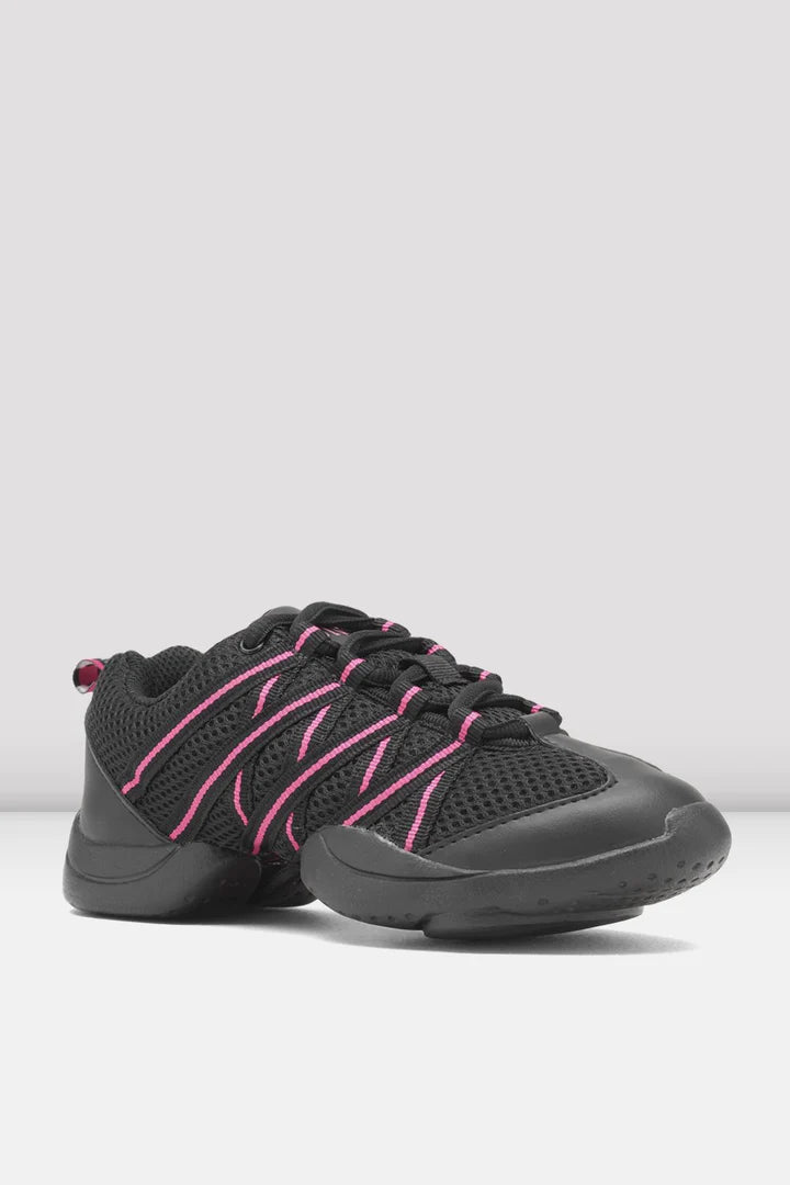 Laad het plaatje in de Viewer, S0524L Criss Cross Danssneakers Zwart/Roze Kunstleer/Mesh