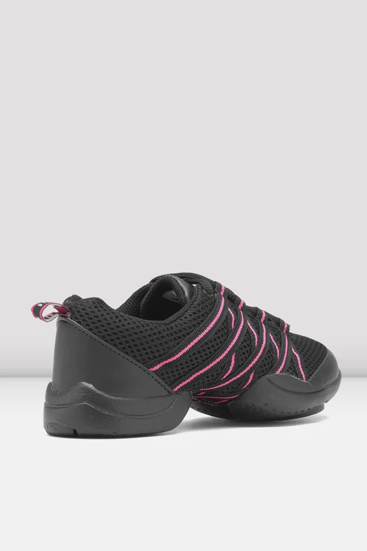 Laad het plaatje in de Viewer, S0524L Criss Cross Danssneakers Zwart/Roze Kunstleer/Mesh