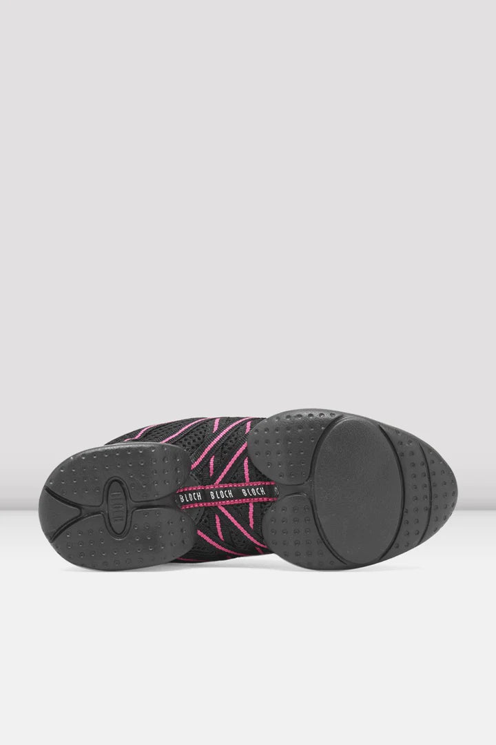 Laad het plaatje in de Viewer, S0524L Criss Cross Danssneakers Zwart/Roze Kunstleer/Mesh