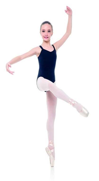 Laad het plaatje in de Viewer, SL11 Kinderen Balletpak Brede Banden V-hals Pinch Zwart