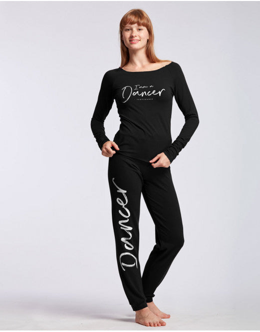 Laad het plaatje in de Viewer, Affetto I am Dancer Logo Unisex Dansbroek Trekkoord Zwart