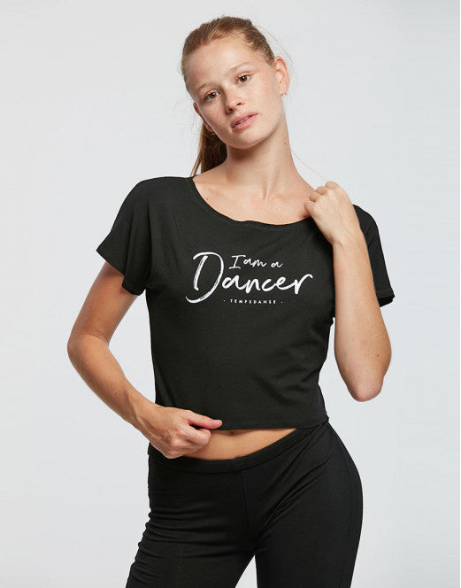 Laad het plaatje in de Viewer, Agile I am Dans T-shirt Korte mouw Viscose Zwart