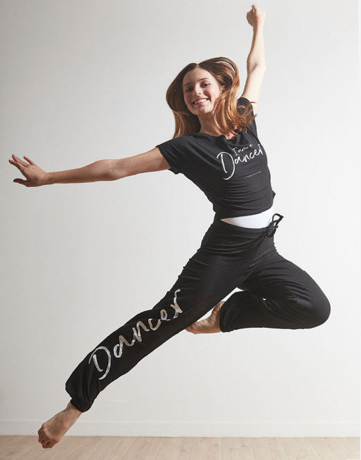 Laad het plaatje in de Viewer, Agile I am Dans T-shirt Korte mouw Viscose Zwart