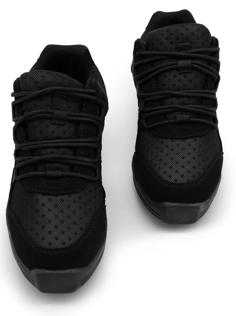 Laad het plaatje in de Viewer, DS24 Rock It Lage Danssneakers Zwart Synthetisch Nubuck/ Imitatie Suède / Mesh