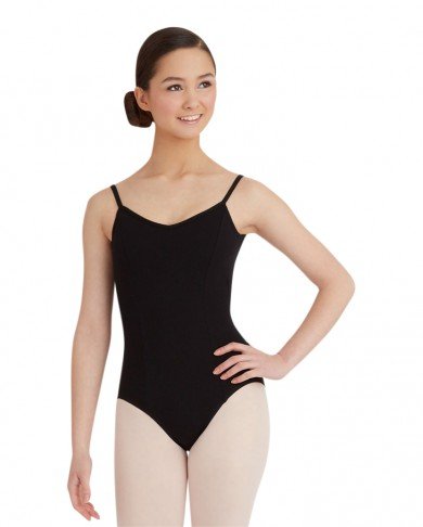 Laad het plaatje in de Viewer, CC101 Princess Seamed Camisole Balletpakje Katoen Zwart