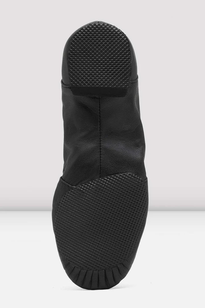 Laad het plaatje in de Viewer, S0405G Jazzsoft Kinderen Jazzschoenen Rubber Splitzool Zwart Leer
