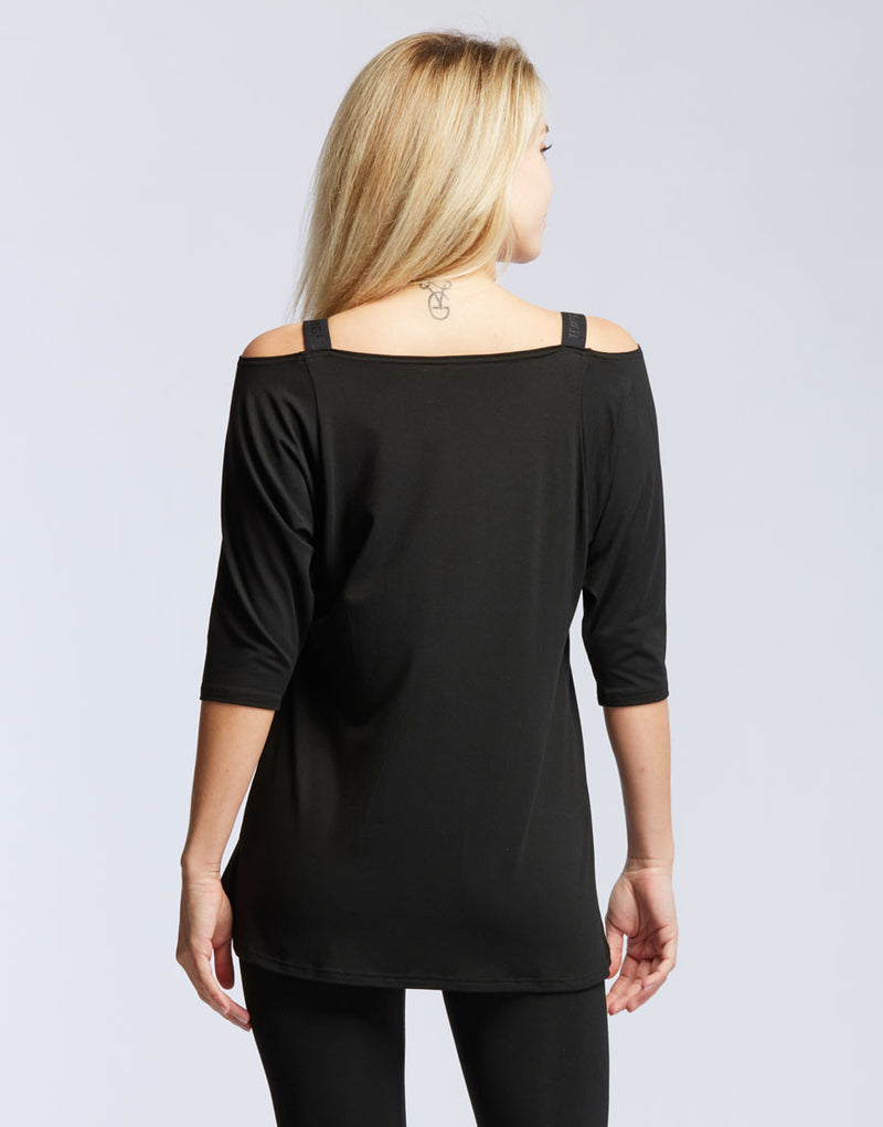 Laad het plaatje in de Viewer, Genova T-Shirt Boothals Zwart