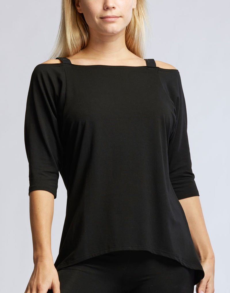 Laad het plaatje in de Viewer, Genova T-Shirt Boothals Zwart