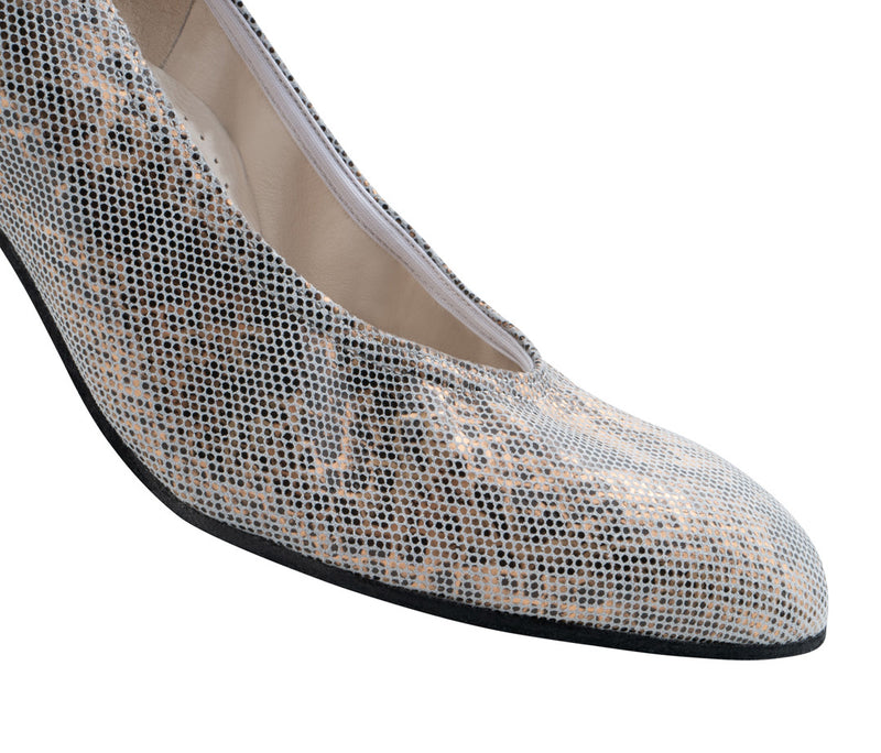 Laad het plaatje in de Viewer, Laura Comfort Beige Slangenprint Suède 5 cm