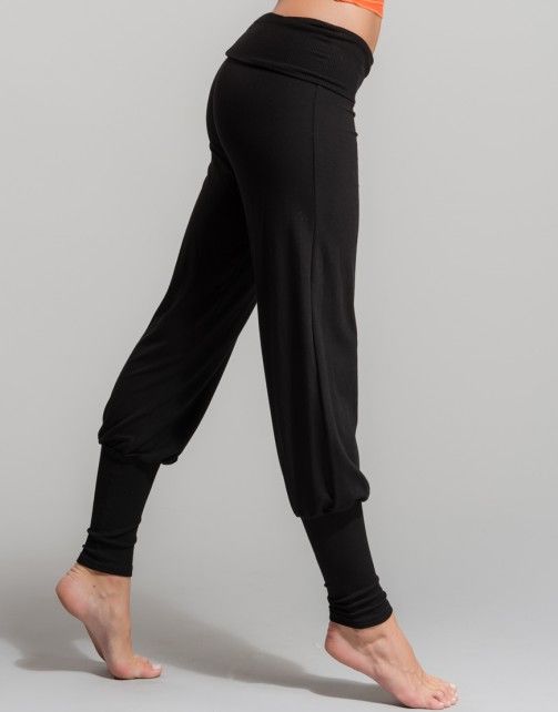 Laad het plaatje in de Viewer, Orphee Yogabroek Rolband Viscose Zwart