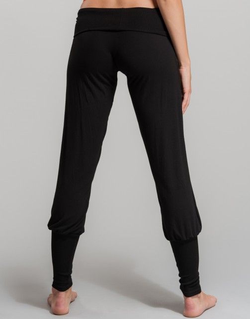 Laad het plaatje in de Viewer, Orphee Yogabroek Rolband Viscose Zwart