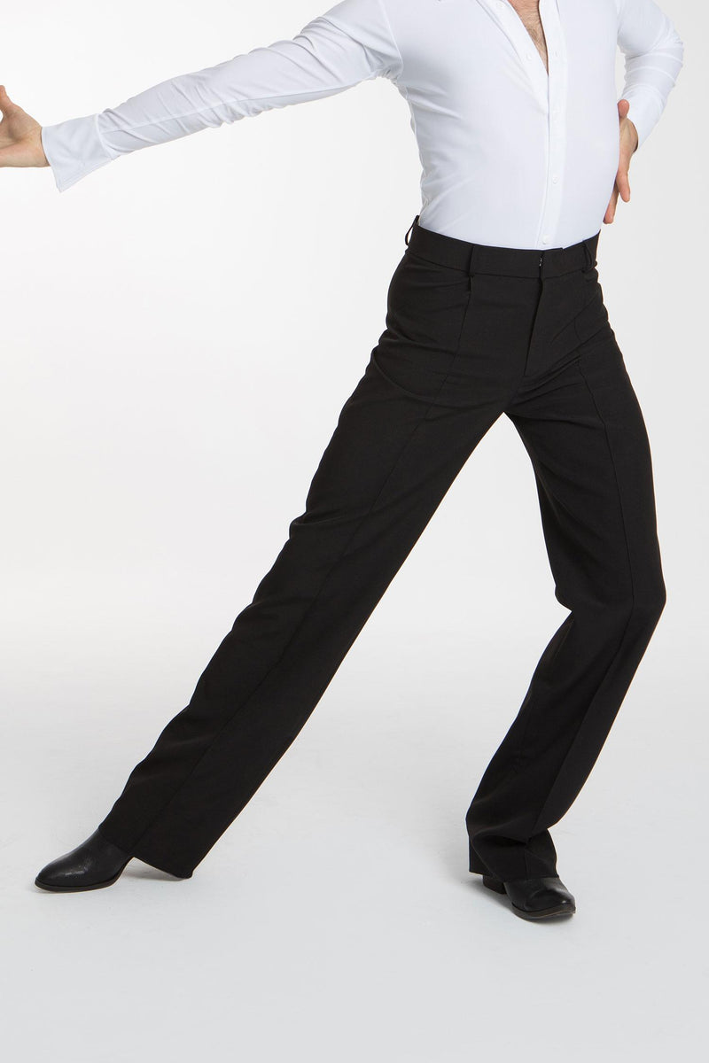 Laad het plaatje in de Viewer, 5111 Heren Latin/Ballroom Broek met Riemlussen Zwart