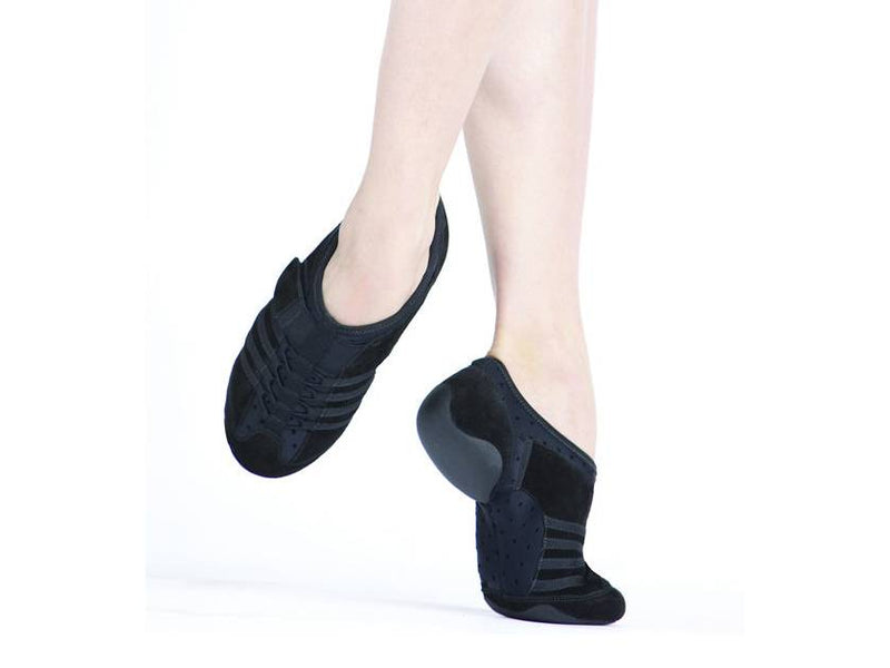 Laad het plaatje in de Viewer, UPP15 Jag Jazzschoenen Rubber Splitzool Zwart Suède/Neopreen