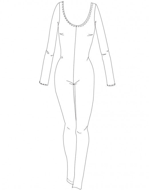 Laad het plaatje in de Viewer, Verite Catsuit Lange mouw Viscose Zwart