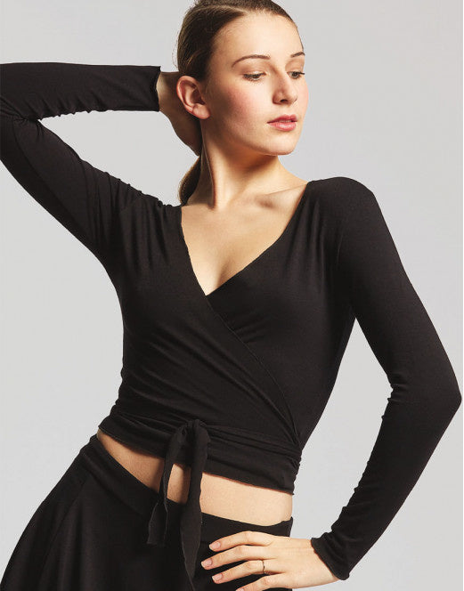 Laad het plaatje in de Viewer, Vigueur Yoga Ballet Wikkelvest Viscose Zwart