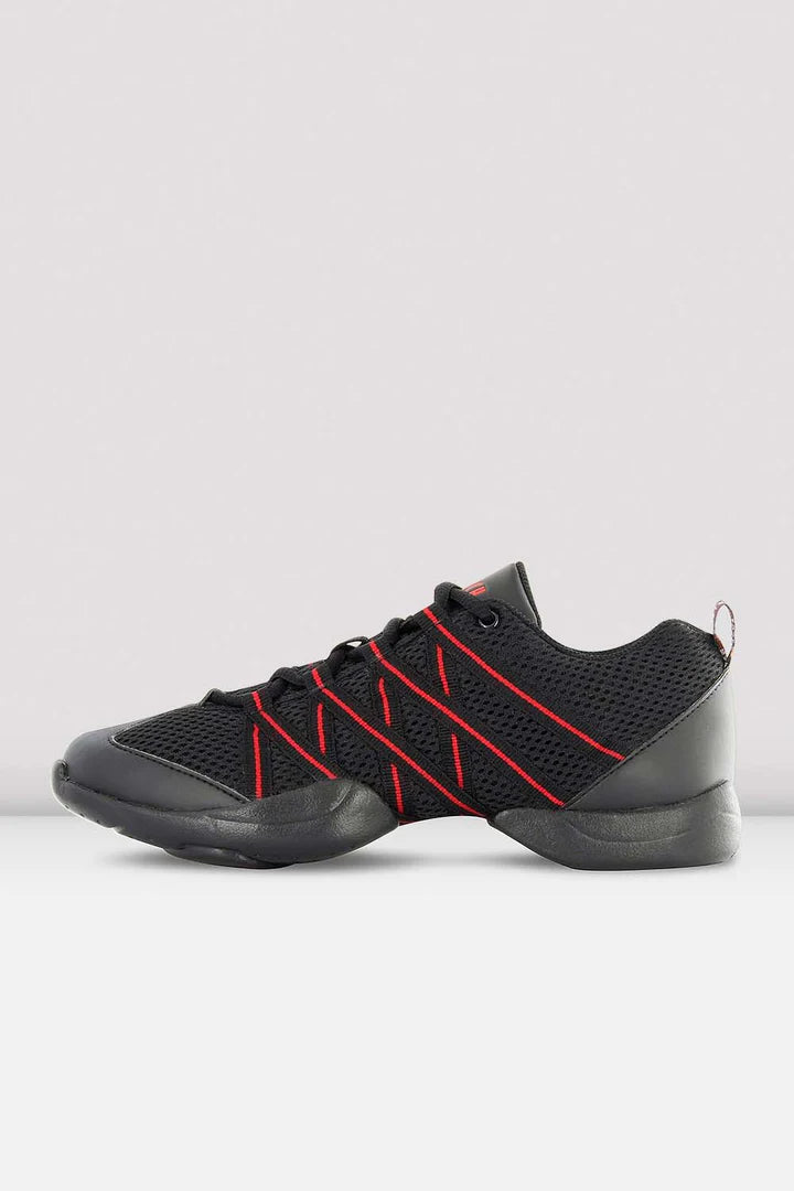 Laad het plaatje in de Viewer, S0524L Criss Cross Danssneakers Zwart/Rood Kunstleer/Mesh