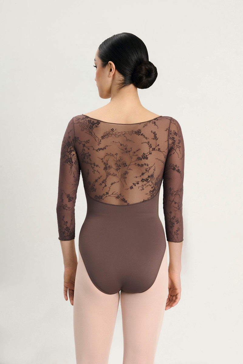 Laad het plaatje in de Viewer, 31718 Gina Balletpak Kant 3/4 Mouw Boot Hals Bruin
