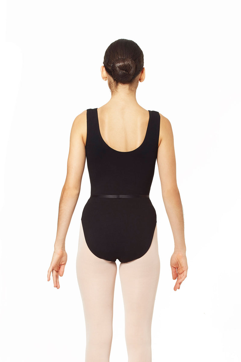 Laad het plaatje in de Viewer, 3986 Balletpak Hemdmodel Biologisch Katoen met Taille Bandje Zwart
