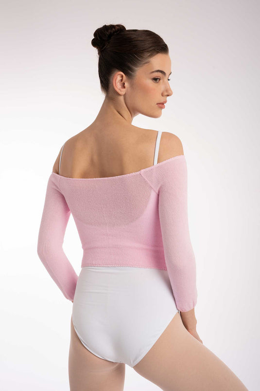 6620 Top Lange Mouw wijde hals Bamboe Licht roze (029)