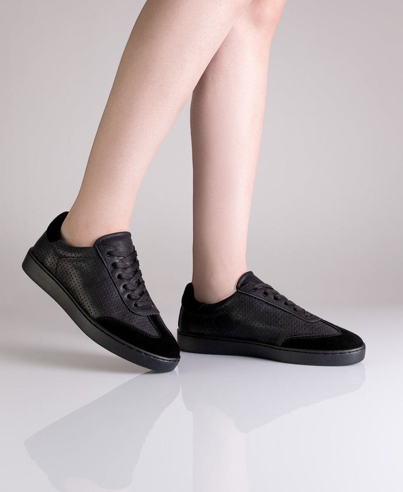 Laad het plaatje in de Viewer, Suny 7030 Sneaker dames nappa leer/suede Zwart
