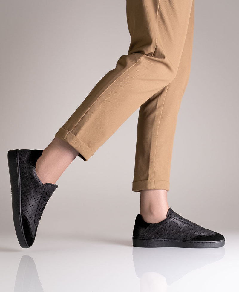 Laad het plaatje in de Viewer, Suny 7030 Sneaker dames nappa leer/suede Zwart
