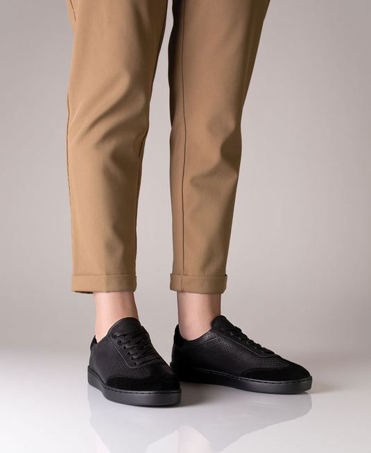 Suny 7030 Sneaker dames nappa leer/suede Zwart
