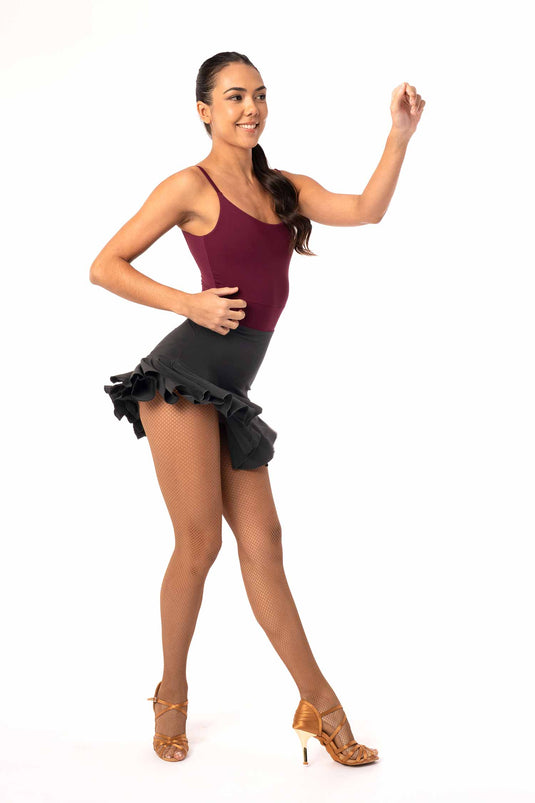 7053 Asymmetrisch Wijd Kort Rokje Zwart