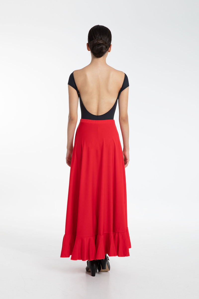 Laad het plaatje in de Viewer, 7680 Flamenco Rok Half Wijd met Strook Rood
