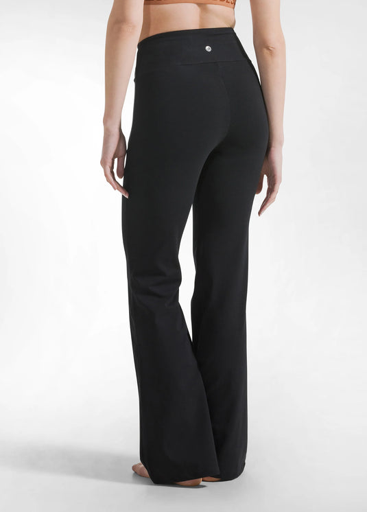 A00157 Jazzbroek Hoge Tailleband Wijde Pijp Zwart