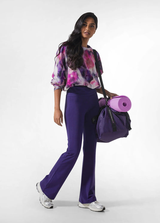A00157 Jazzbroek Hoge Tailleband Wijde Pijp Paars