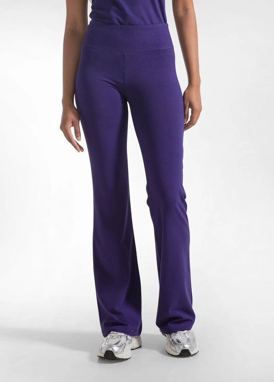 A00157 Jazzbroek Hoge Tailleband Wijde Pijp Paars