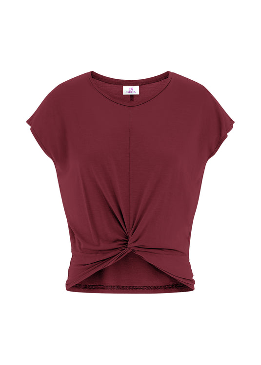 A00200 Yoga Dans Top Geknoopte Voorkant Rood